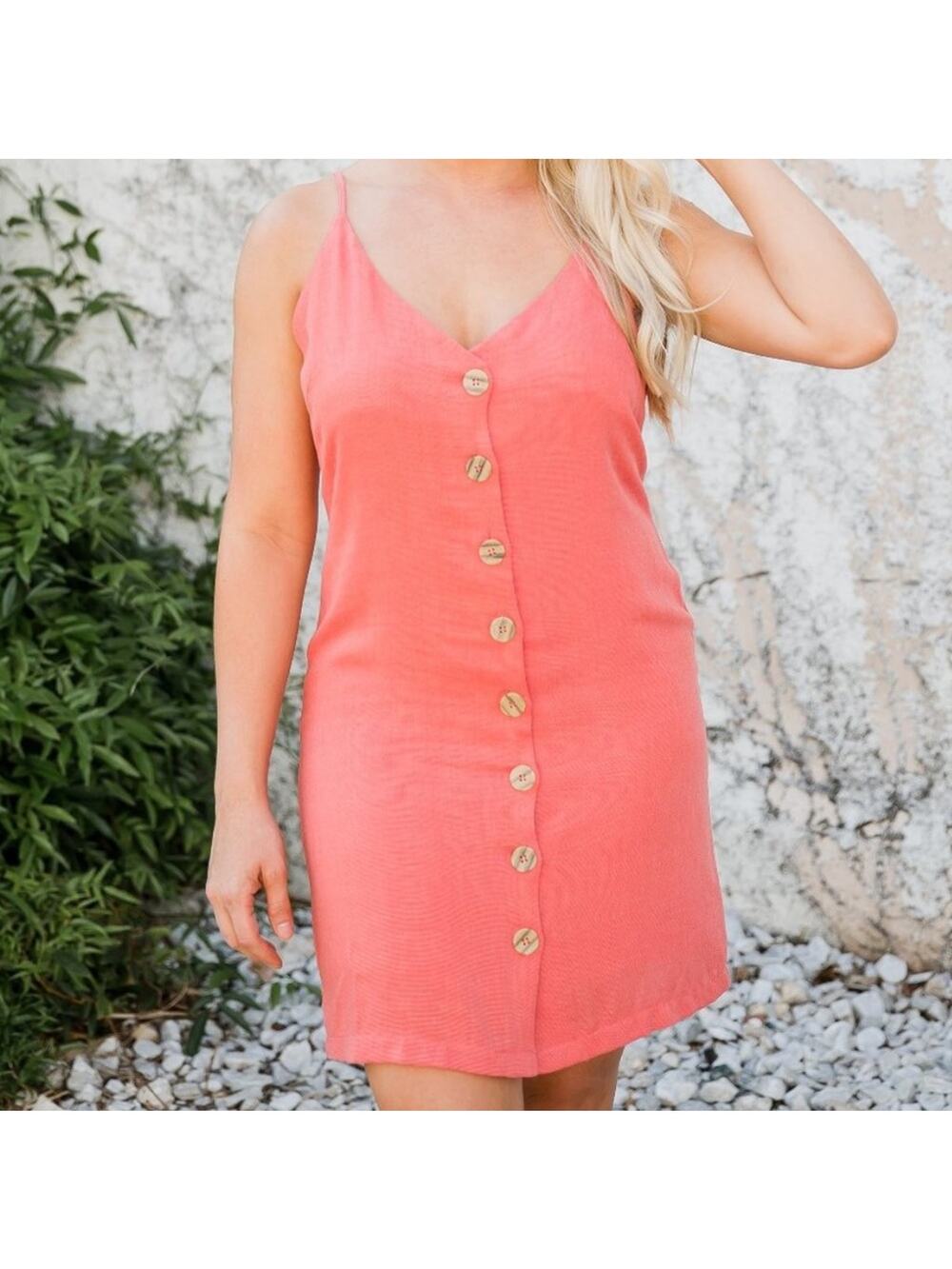 Mini Button Down Coral Dress Size Large